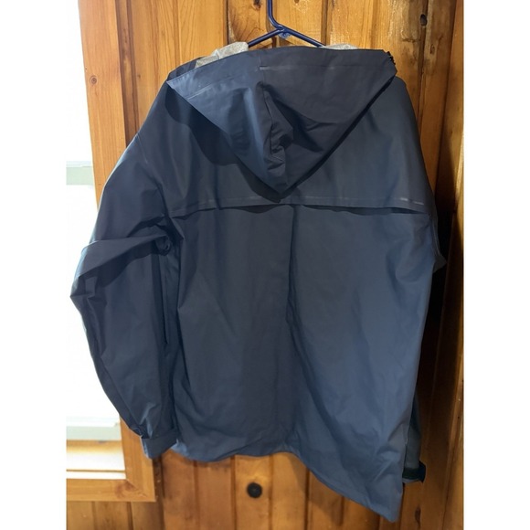 Eddie Bauer Hooded Raincoat Size Medium Men's Navy‎ Full Zip Up - Picture 2 of 5